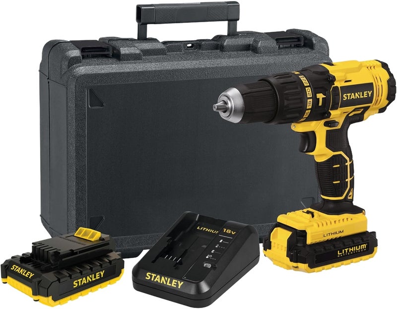 Stanley مثقاب مطرقي لاسلكي، 18 فولت، 45 نيوتن متر، سرعتين، قابل للعكس مع بطاريتين 1.5 أمبير ساعة من ليثيوم أيون وصندوق مجموعة - SCH20S2K-B5 - Image 5